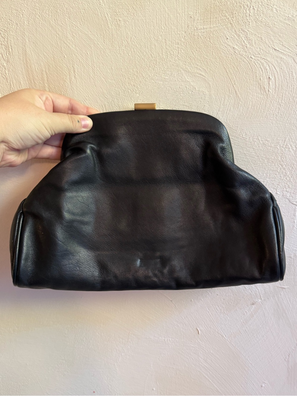 Danier | Genuine Leather Frame Clutch Bag | Black
